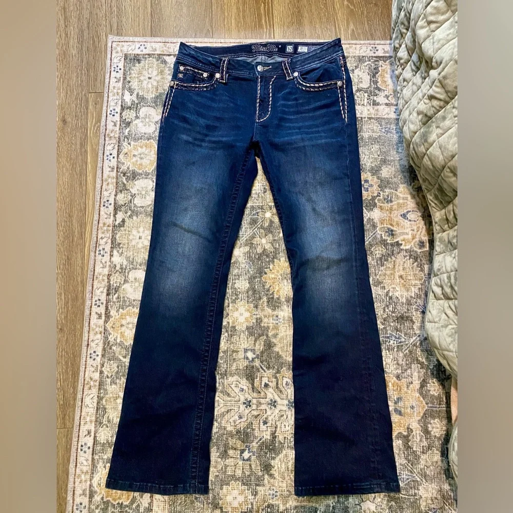 Miss Me Women's Dark Blue Boot Cut Jeans 32/34 - Picture 2 of 7
